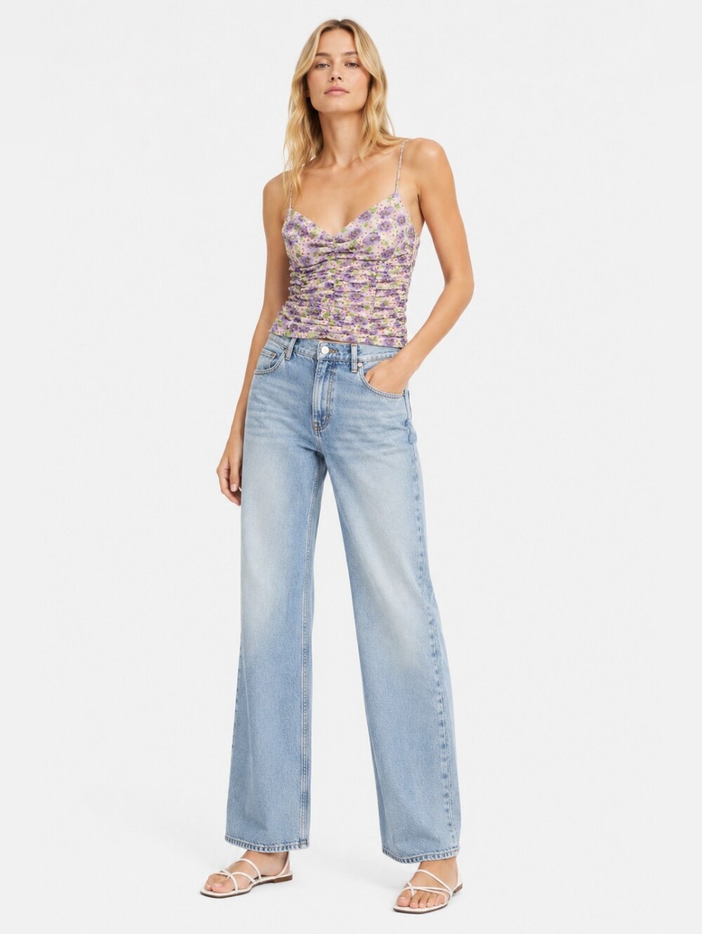 NWT Zara Mauve Draped Print Top